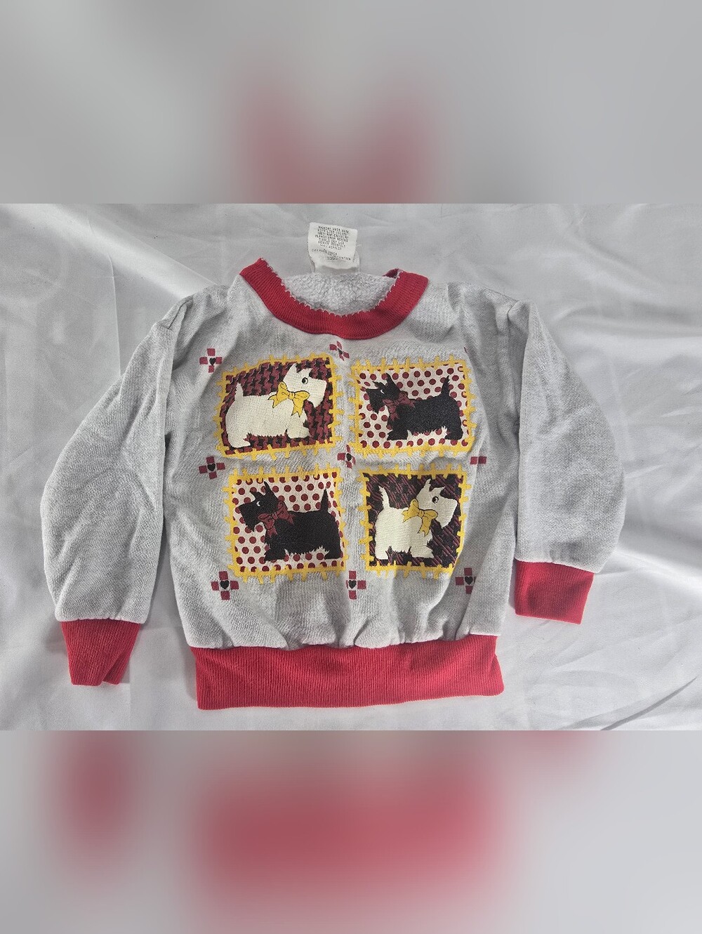 Vintage Kids & More Scottie Dog Sweatshirt Toddler Size 2T Gray Puppy Sweater